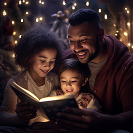 Mixed Family Reading Bedtime Story